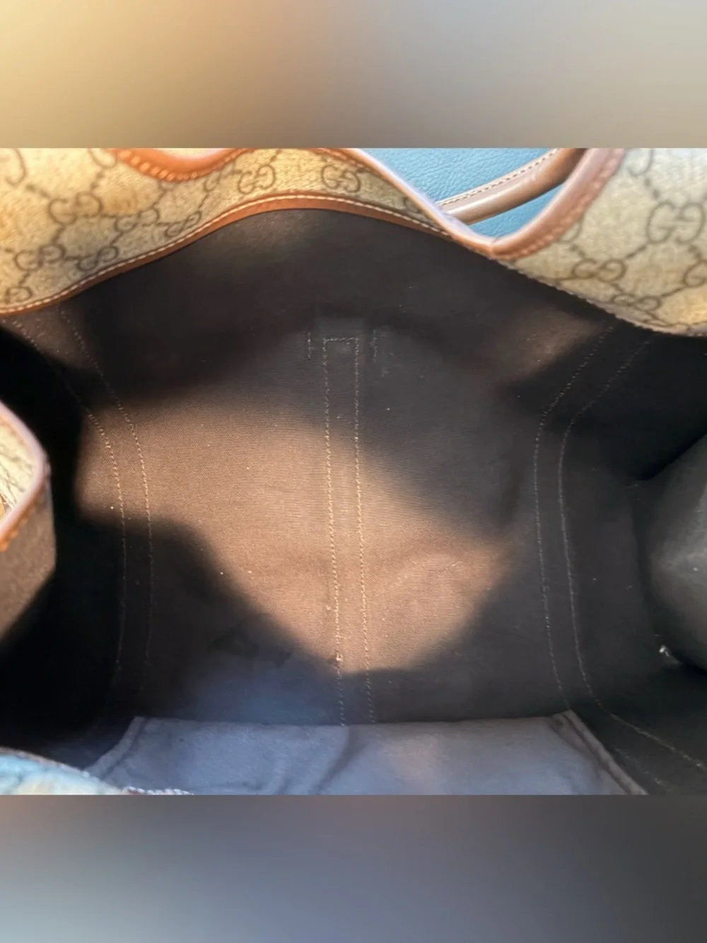 Gucci GG Canvas Shoulder Bag with Leather Trim | Dust Bag Included